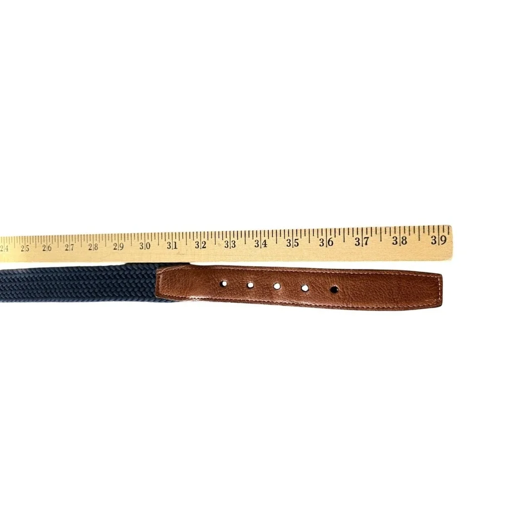 Torino USA Brown Heavy Full Grain Leather Blue Paracord Stretch Woven Belt‎ 38